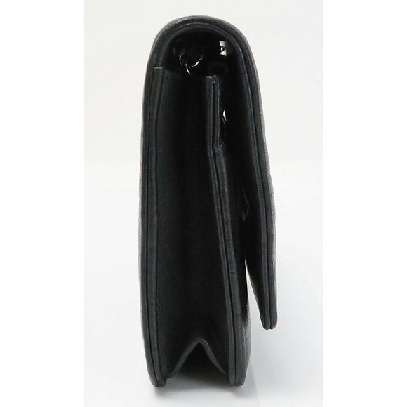 Auth CHANEL Black Camellia Pattern Leather Wallet on Chain Bag WOC 43425 - Picture 6 of 12